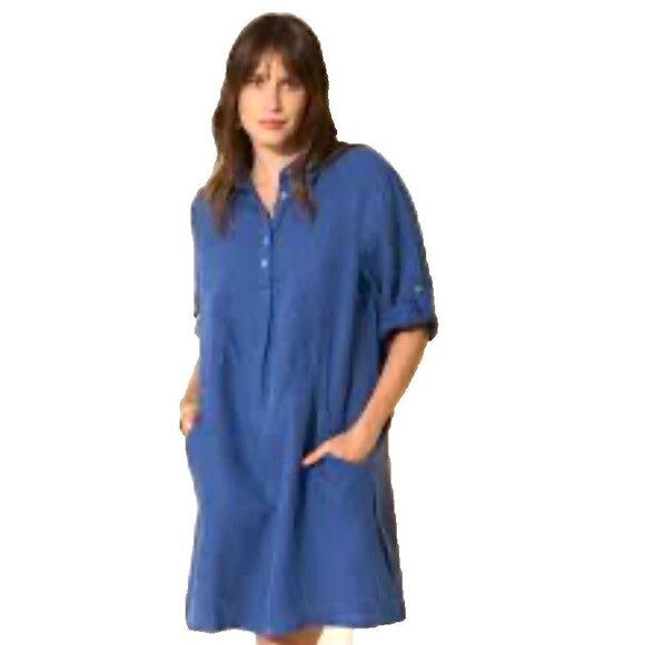 SUD Express France Women's Racyba Linen Shirt Dress Size M Peasant Minimalist - Picture 1 of 14